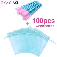 Wholesale False Eyelashes OKAYLASH Bulk Order Silk Organza Beautiful Eyelash Packaging Bag With Free Fake Applicator Brush For Bundles
