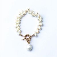 Wholesale Beaded Strands Baroque Pearl Bracelet Charm Flower Row Pendant Ladies Fashion Jewelry Bohe Style Women De Perles