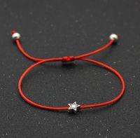 Wholesale 20pcs Antique Silvers Star Pentagram Charm Bracelets for Women Men Lucky Red Rope Thread String Adjustable Braid Bracelet