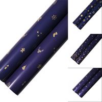 Wholesale Gift Wrap Packing Paper Metallic Color Dark Blue Printing Gold Papers Cm Christmas Tree Snowflake Decorative Pattern wk N2