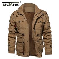 Wholesale TACVASEN Military Thicken Fleece Jacket Mens Winter Casual Hooded Jacket Coat Pilot Cargo Cotton Jackets Windbreaker Parka Man