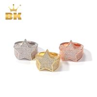 Wholesale THE BLING KING Fashion Star Rings Gold Silver Color Full Iced Cubic Zirconia Hiphop Ring Jewelry For Men And Women Drop Shipping
