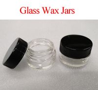 Wholesale 5ml Glass Jar Food Grade Non Stick Tempered Glass Container Wax Empty Clear Round Dab Jars Dry Herb Concentrate Container with Black Lid