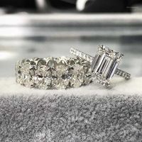 Wholesale Cluster Rings Sterling Silver Emerald Cut Created Moissanite Wedding Engagement Cocktail Women Oval Diamond Band Jewelry1