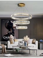 Wholesale Modern Crystal Led lamps Chandelier for Livingroom Bedroom Ring Gold Chrome Stainless Steel Round Circle Double Layer Sprojects Light