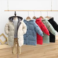Wholesale Winter Puffa Jacket Puffer Padded Long Coat Children Kids Quilted Warm Outwear Outdoor Windproof Boys Girls Long Jackets Cloth Top LY111701