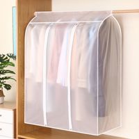Wholesale Clothes Hanging Bag Dust Cover Garment Suit Dustproof Wardrobe Storage Protector Large Translucent Moisture Proof Hanging Closet Cover Magic Tape Zipper Ideal