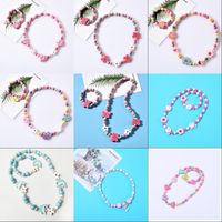 Wholesale 8 Styles Kids Necklace Sets Accessory Colorful Beads Fox Rabbit Unicorn Charm Beads Necklace And Bracelet Kids Girl Birthday Gift J2