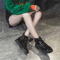 Wholesale Boots Women Large Size Lace Up Waterproof Botas Mujer Invierno Classic Winter Black Biker Ankle Flat Shoes