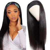 Wholesale Brazilian Straight Headband Wig Human Hair for Black Women Affordable Pre Attached Scarf Full Machine Made Headband Wig