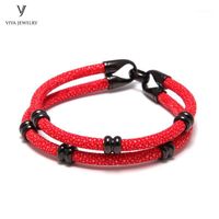 Wholesale High Quality Men s Bracelet Red Stingray Leather Bracelet With Gift Box Genuine Stingray Leather For Watch1