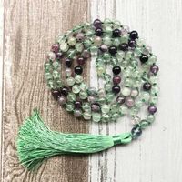 Wholesale Chains Healing Stone Mala Necklace For Women Flourite Beads Knotted Jewelry Prayer Gifts Mother1