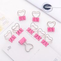 Wholesale cute pink metal clips heart shaped long tail binder clips notes memo file clips paper clamp filing supplies school office supply
