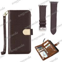 Wholesale Fashion Designer Card Holder Wallet Phone Pouches Cases for iphone pro pro max Xs XR Xsmax Top Quality Leather Wallets Cellphone Cover with Watch Straps Belt