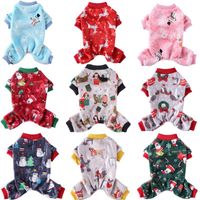 Wholesale Dog Apparel Christmas Pet Clothes Winter Jumpsuit Fleece Warm Pajamas Snowflake Elk Xmas Costume Puppy Overalls Chihuahua French