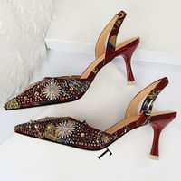 Wholesale 2021 Women Summer cm High Heels Sandals Lady Fetish Luxury Heels Crystal Glitter Pumps Rivet Studded Valentine Slingback Shoes