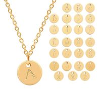 Wholesale 26 Letters Initial Necklace Silver Gold Rose Gold Color Disc Necklace Letter Pendant Necklaces Jewelry