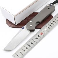 Wholesale 1Pcs High End CR Knives Large Folding Blade Knife D2 Tanto Point Stone Wash Blades CNC TC4 Titanium Alloy Handle