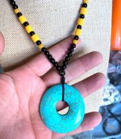 Wholesale 48x48mm Natural Turquoise Gemstone Jasper round donut Necklace Pendant quot