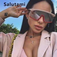 Wholesale One Piece Square Pink Sunglasses For Women Oversize Sun Glasses Men Half Frame Hole Chic Flat Eyewear Ins Hot1