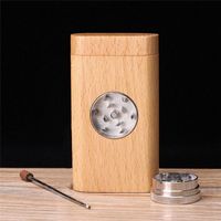 Wholesale Natural Wood Dugout With One Tube Portable Herb Cigarette Tobacco Storage Box Wooden Grinder Holder Smoking Accessories