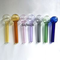 Wholesale 4inch inch Colorful Pyrex Glass Oil Burner Pipe glass tube smoking pipes tobcco herb glass oil nails Water Hand Pipes Smoking Accessories