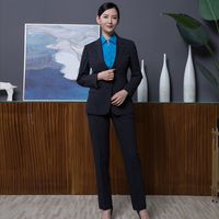 Wholesale Black Gray Plaid Suits Women Higt Eed Formal Interview Business Slim Blazer And Pants Office Ladies Fashion Work Wear Black