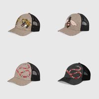 Wholesale Classic top best quality snake tiger bee cat canvas featuring men baseball cap with box dust bag fashion women sun hat bucket hat
