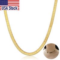Wholesale Chains Chic Flat Snake Link Choker Gold Color Collar Stainless Steel Necklace For Women Herringbone Chain High Quality Jewelry DN223A