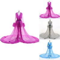 Wholesale 2020 Women Sexy Lingerie Long Lace Dress Sheer Gown See Through Kimono Robe Sleepwear1