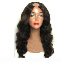 Wholesale u Part Brazilian Wavy Wigs For Black Women Glueless Virgin Brazilian Real Remy Body Wave Human Hair U Part Wig