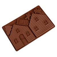 Wholesale Creative Christmas Gingerbread House Baking Moulds Eco Friendly Silicone Cake Chocolate Mold Diy Bakeware Tools Color Mixed js E1