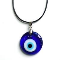 Wholesale Devil s eye Turkey Blue Eye Glass Pendant Necklace with simple wax thread Necklace