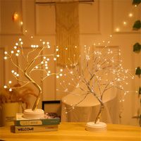 Wholesale LED Night Light Mini Christmas Tree Copper Wire Garland Lamp For Home Bedroom Decor Fairy Lights Luminary Holiday Lighting