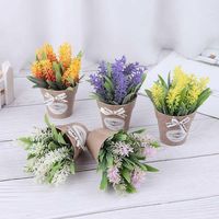 Wholesale Decorative Flowers Wreaths Artificial Plant Flower Home Decoration Fake Small Mini Potted Bonsai Green Set And Vase1