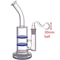Wholesale high quality mm joint GLASS Bongs Water Pipe Dab Oil Rigs Double Honeycomb Perc beaker Bong with mm ball oil burner pipe and bowl