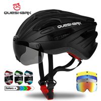 Wholesale QUESHARK Men Women Cycling Helmet MTB Road Bike Bicycle Motorcycle Riding Removable Yellow Colorful Silver Blue Lens QE108