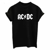 Wholesale AC DC Band Rock T Shirt Women s ACDC BLACK Letter Printed Graphic Tshirts Hip Hop Rap Music Short Sleeve Tops Tee Shirt