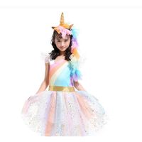 Wholesale New Kid Baby Girls Rainbow Tutu Skirt Unicorn Headband Outfits Party Shows Perform Skirt Dress Wing Headhend Set