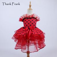 Wholesale Stage Wear Thank Frank Polka Dot Ballet Tutu Dress Girls Adult Ruffle Neckline Bow Dance Costume C3681