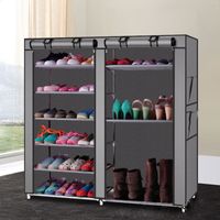 Wholesale Shoe Rack Shoe Shelf Storage Organizer Cabinet Tower with Nonwoven Fabric Cover Double Rows Lattices Shoe Rack US Stock Y1128