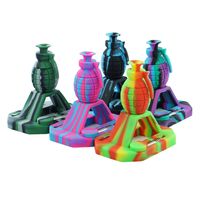 Wholesale Multi color Grenade Nectar Collector Set Silicone Micro NC with mm joint titanium tip glass water pipe bong oil burner bubble dab rig