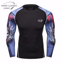 Wholesale Men s Compression Tops Tee Fashion D Prints Fitness Skin Tights Long Sleeve Quick dry Cody Lundin Tshirt Male Fitness T shirt