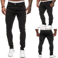 Wholesale Mens Ripped Denim Jeans Male Skinny Slim Fit Pencil Pants Black Casual Hip Hop Trousers with Holes