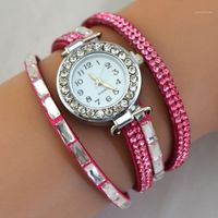 Wholesale New Leather Watch Rhinestone Crystal Bracelet Wrap Multilayer Bracelets for women feminino pulseras mulher Jewelry1