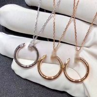 Wholesale Luxury C Brand Nail Necklace Spike Pendant Silver Twinkle Stone Women Neck Chain Fine Jewelry Chain Beauty Fashion Accessories Ornament