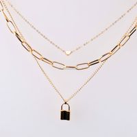 Wholesale Fashion Lock Heart Necklace Chokers Silver gold chains multi layer wrap collar necklaces women Hip Hop fashion jewelry will and sandy gift