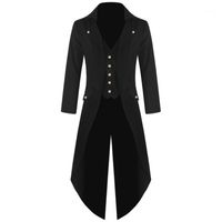 Wholesale Men s Trench Coats Retro Classic Men Steam Punk Tuxedo Gentleman Jackets Suits Black Men S Prom Party Dovetail Windbreaker Plus Size X