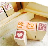 Wholesale Diy Diary Craft Stamp Decorative Scrapbooking Wood Stamp Set Love Happy Life Two Styles Wooden Rubber Stamp Tinta Thelv