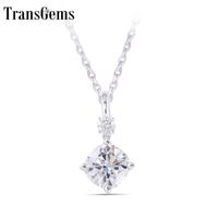Wholesale Transgems Sterling Solid Silver CTW mm Cushion GH Color Moissanite Pendant Necklace for Women with Accents Y200620